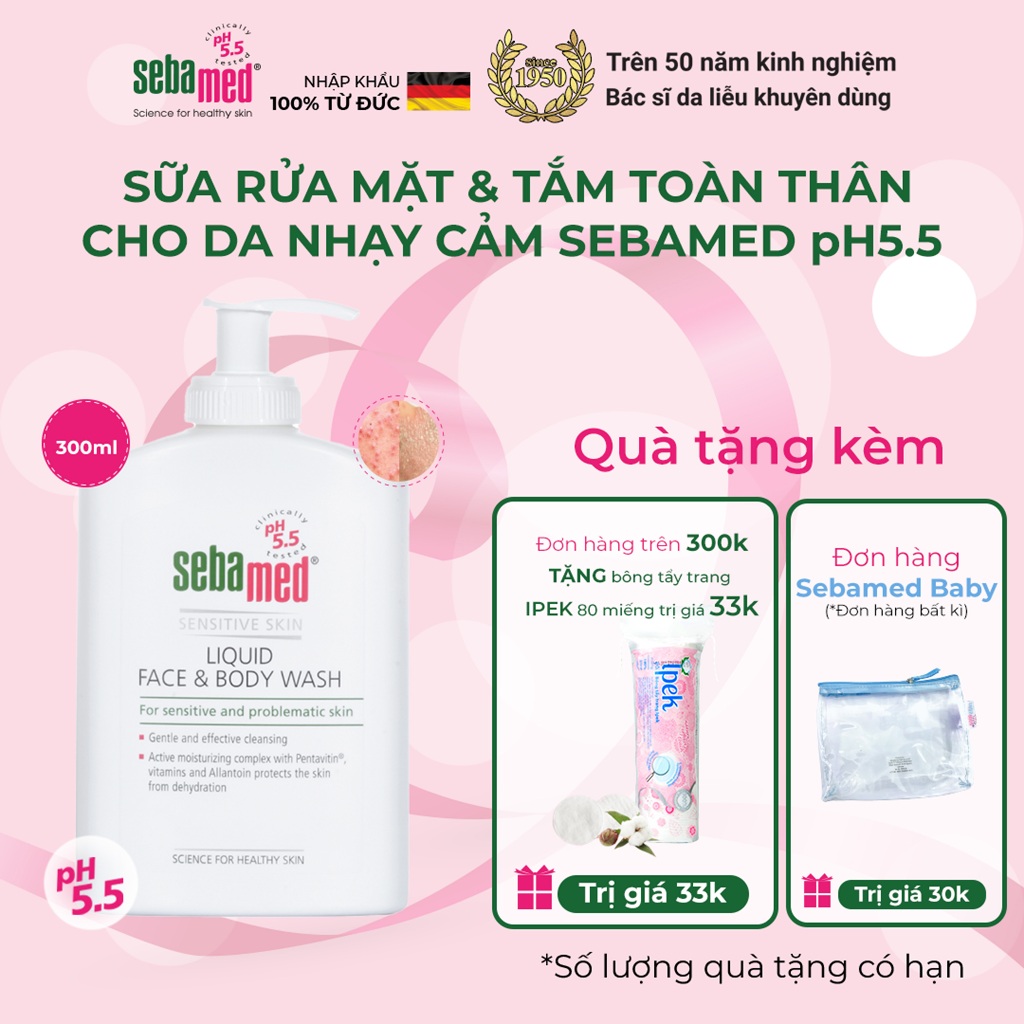 Sữa Rửa Mặt Và Tắm Toàn Thân Sebamed Face & Body Wash pH5.5 (300ml)