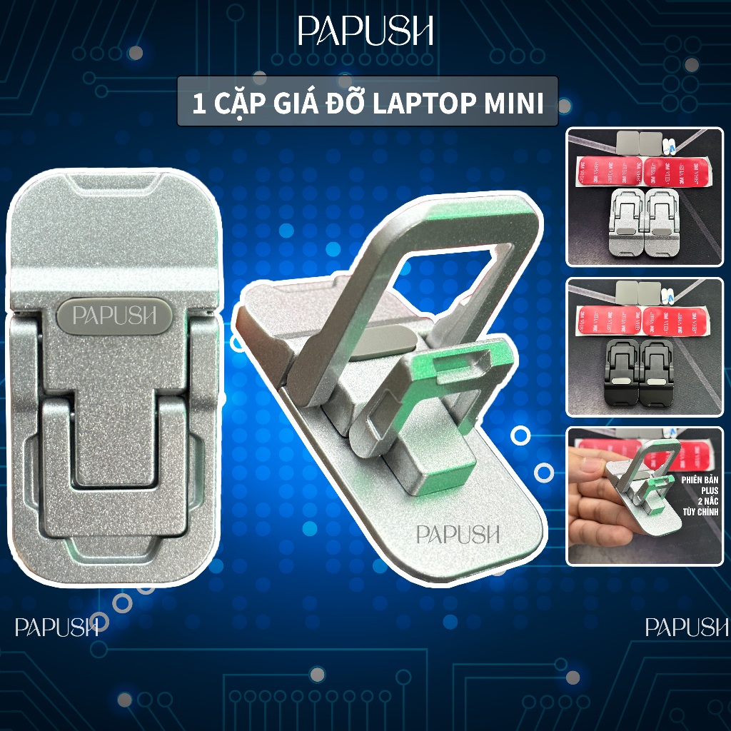 Đế Tản Nhiệt Laptop Stand Mini Nhỏ Gọn Kim Loại Cách Nhiệt Tùy Chỉnh Có Thể Gập Lại Tiện Dụng Chống Trượt Papush