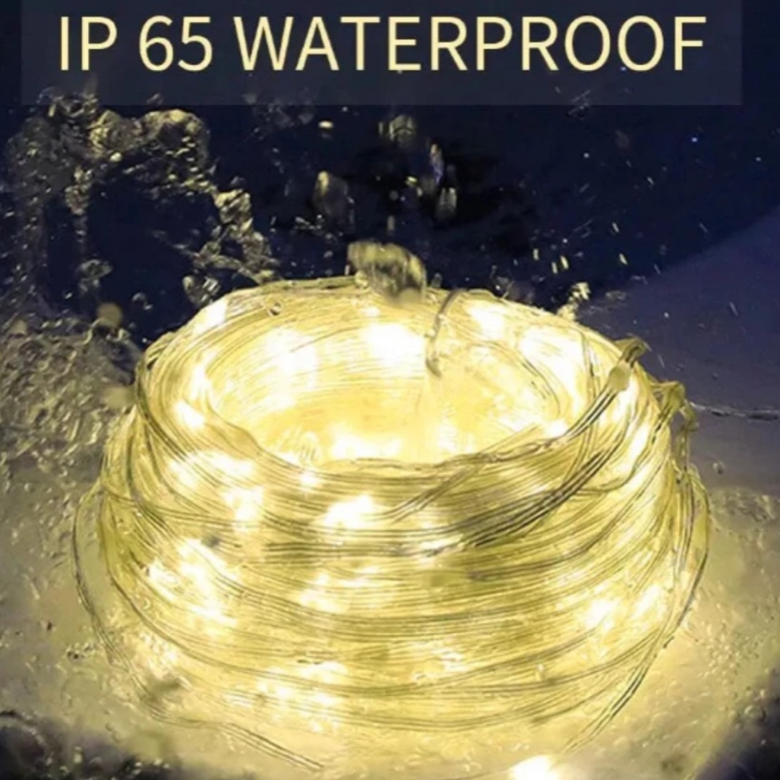 Dây đèn led hạt gạo dài 10m, 50m vàng kín nước   chớp nháy dùng trang trí các dịp noel, lễ tết....