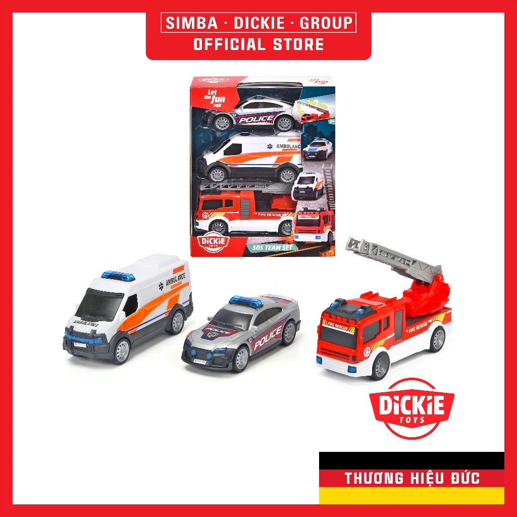 Bộ 3 Đồ Chơi Xe Cứu Hộ DICKIE TOYS SOS Team Set 203712015038- Simba Toys Vietnam