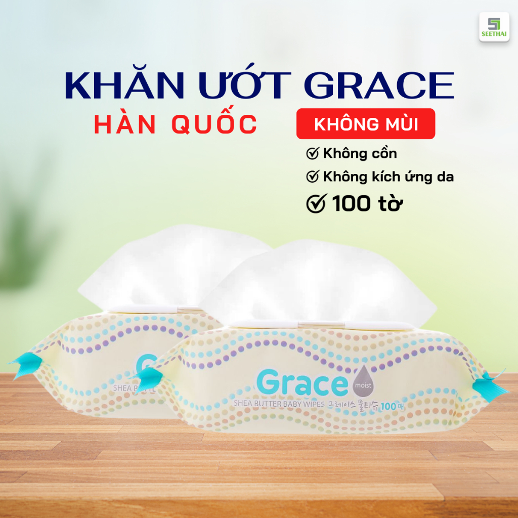 Khăn giấy ướt không mùi Hàn Quốc LIVING GRACE không cồn - túi 100 tờ