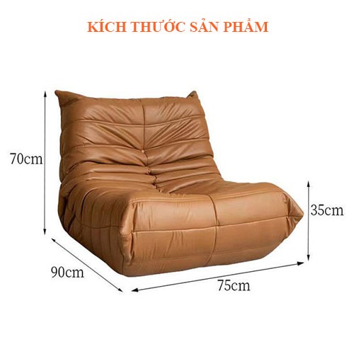 Ghế Lười, Ghế Thư Giãn Togo Phong Cách Bắc Âu Da PU Decor Phòng Khách, Phòng Ngủ , Cafe Tặng Gối Hoa