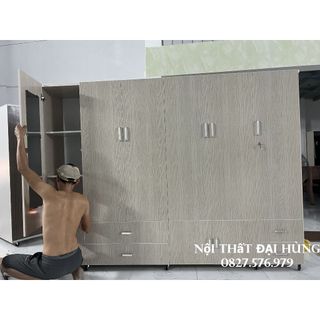 Tủ 6 cánh nhựa đài loan cao 1m8 ngang 2m4 sâu 47 miễn phí ship khu vực HCM VÀ lắp ráp