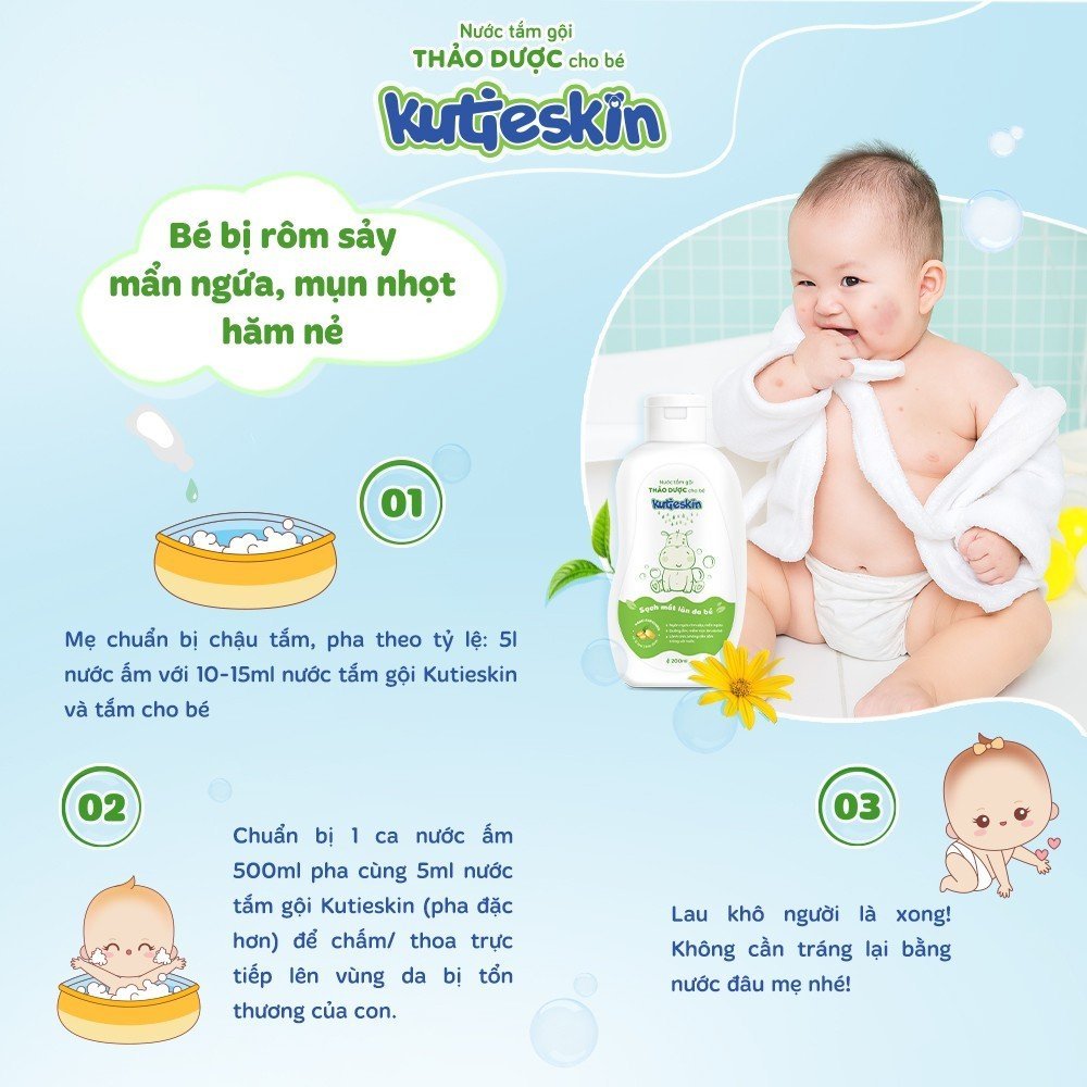 Combo kem chàm sữa 30gr và Nước tắm thảo dược Kutieskin 200ml