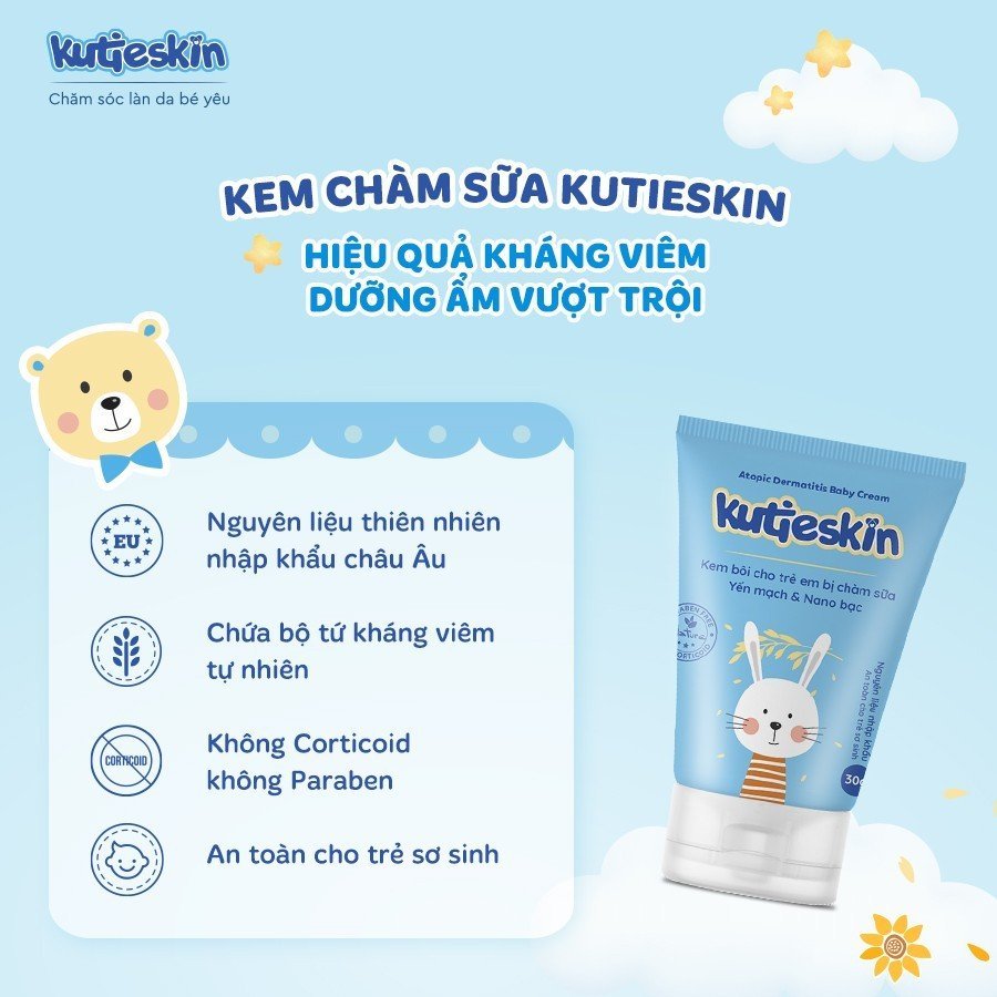 Combo kem chàm sữa 30gr và Nước tắm thảo dược Kutieskin 200ml