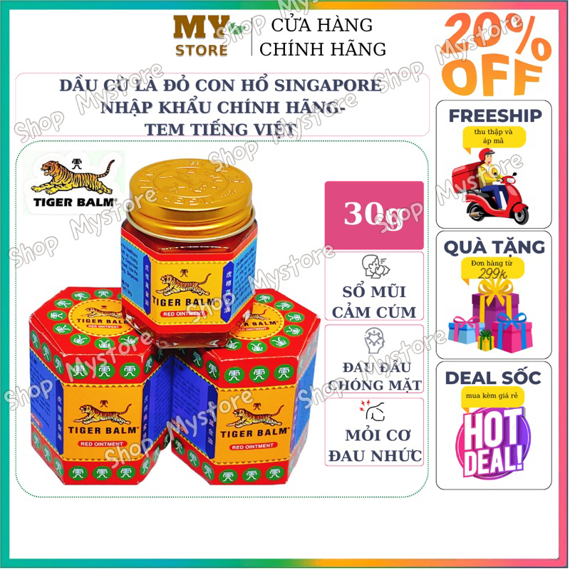 Dầu Cù Là Con Hổ Tiger Balm Đỏ-Nhập Khẩu Singapore 30g