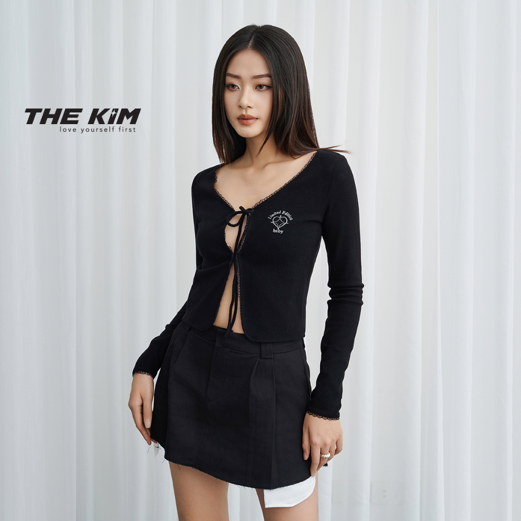 The Kim set áo khoác cardigan buộc dây phối ren tặng kèm áo 2 dây, chất liệu len tăm nhung cao cấp T245