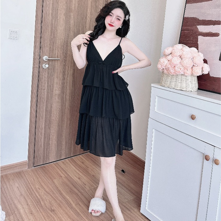 Váy Ngủ Nữ SOJUN Đầm Vải Chiffon Sexy  3 Tầng Dưới 60Kg