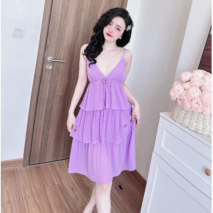 Váy Ngủ Nữ SOJUN Đầm Vải Chiffon Sexy  3 Tầng Dưới 60Kg