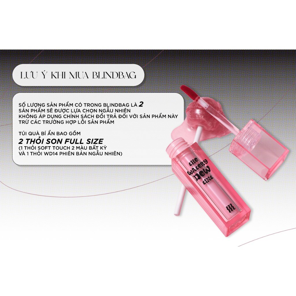 Combo 2 Son Tint Bóng Merzy The Watery Dew Tint Black Pink Edition + Son Kem Lì Soft Touch