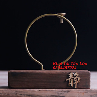Đế gỗ thả khói để đặt tượng kèm phễu đốt trầm bằng đồng , không kèm tượng