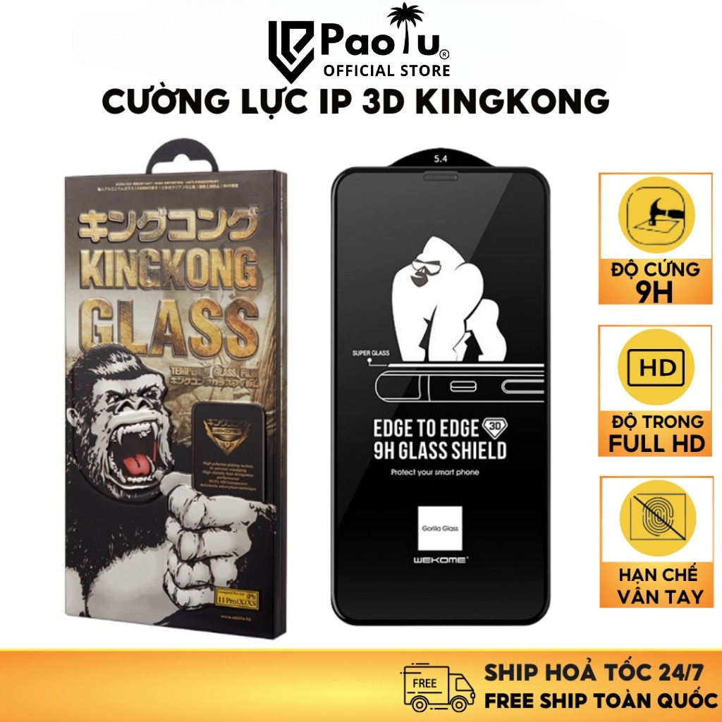 Kính Cường Lực Iphone KingKong Full Màn 6/6S/6Plus/6SPlus/7/8/7Plus/8Plus/X/Xs/Xsmax/11/12/13/14/Pro/Promax - Paolu