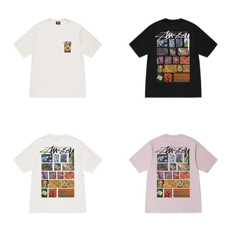 Áo thun STUSSY Flower grid hoạ tiết cao cấp, phông nam nữ Unisex full bọc tag
