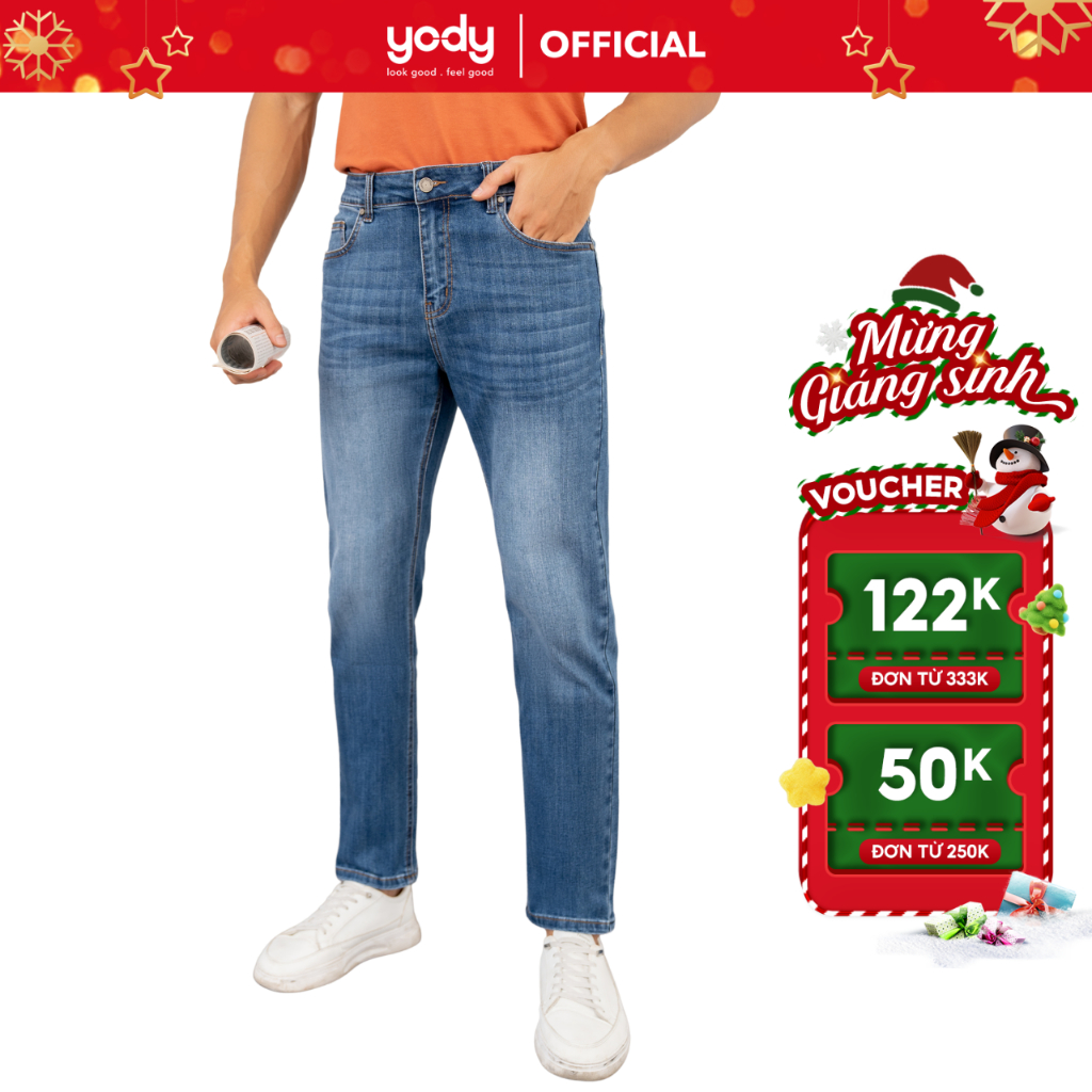 Quần jean nam Yody slim coolmax dáng đứng khỏe khoắn năng động QJM5043