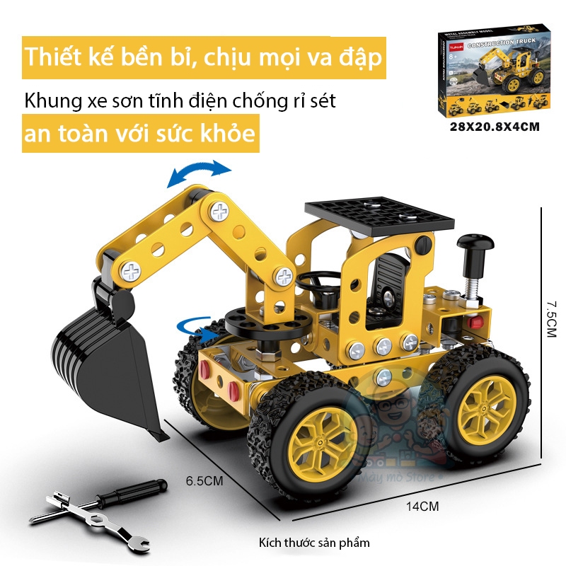 Đồ chơi lắp ráp máy xúc - mô hình xe công trình máy xúc 3D YK663S