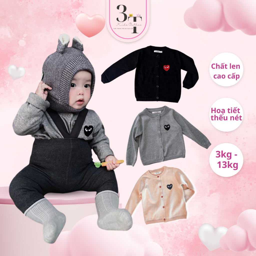 Áo Cardigan Cho Bé 3TKIDS, Chất Len Cao Cấp Cho Bé Trai Bé Gái, Quần Áo Trẻ Em Size 3-13kg