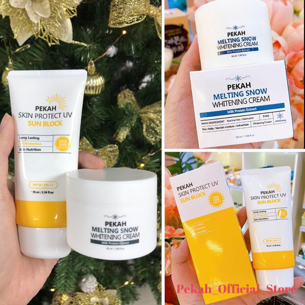 Combo Kem Dưỡng Trắng Pekah Whitening Cream & Kem Chống Nắng Pekah Sun Block 70ml