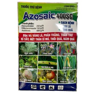 Thuốc trừ bệnh cây trồng AZOSAIC 400SC; trừ bệnh phấn trắng, thán thư, vàng lá, rỉ sắt, đốm đen, nám quả; nứt thân xì mủ