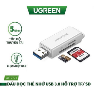 Đầu Đọc Thẻ Nhớ SD/TF USB 3.0 Chính Hãng Ugreen 40753 40752 CM104 New