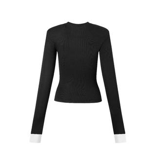 Cazi - Áo thun phối cổ tay cotton mềm mại phong cách đơn giản, trẻ trung năng động hai màu đen và ghi