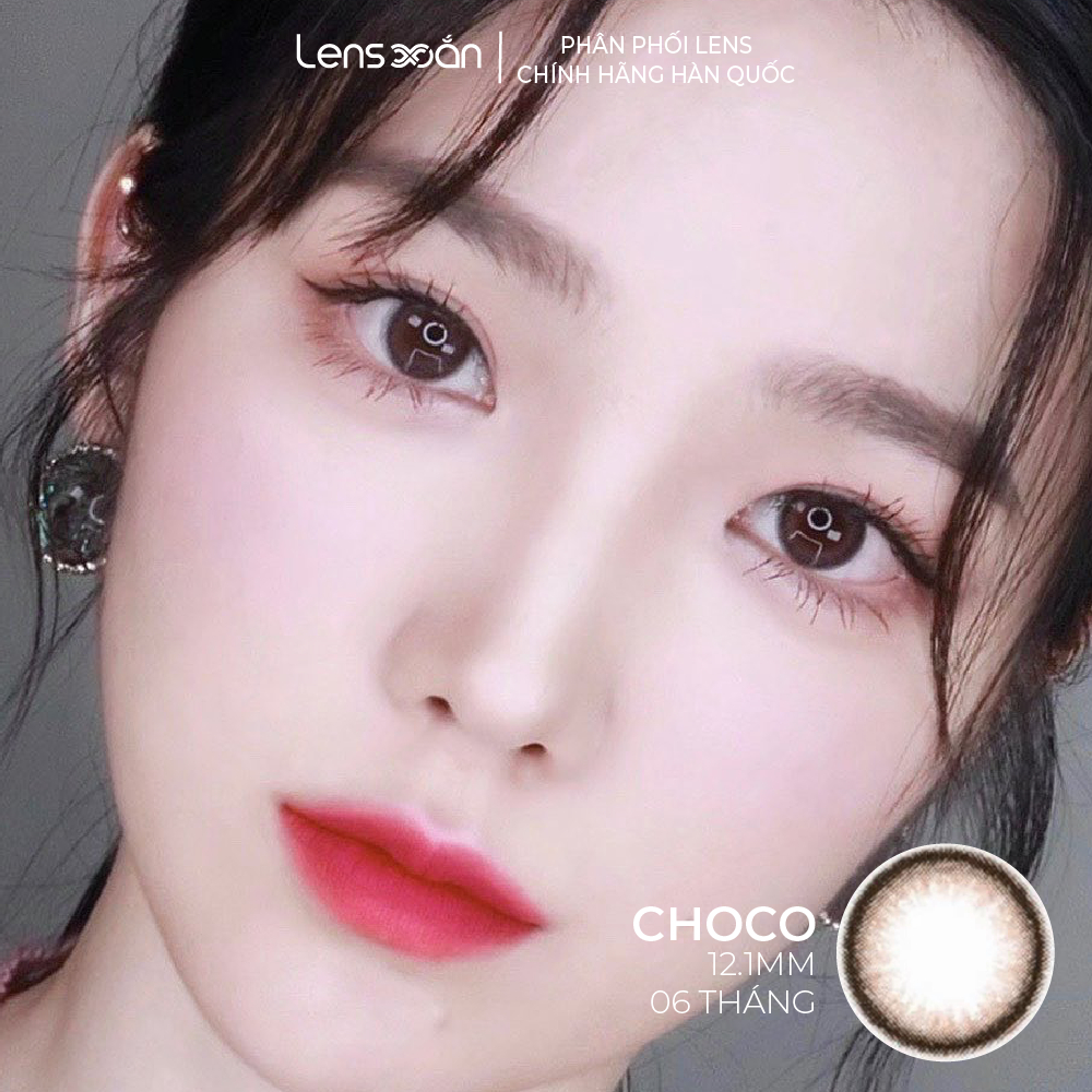 Kính áp tròng cận 6 tháng LENS XOẮN lens nâu choco siêu tự nhiên không giãn B.S.COR CYBER P CHOCO