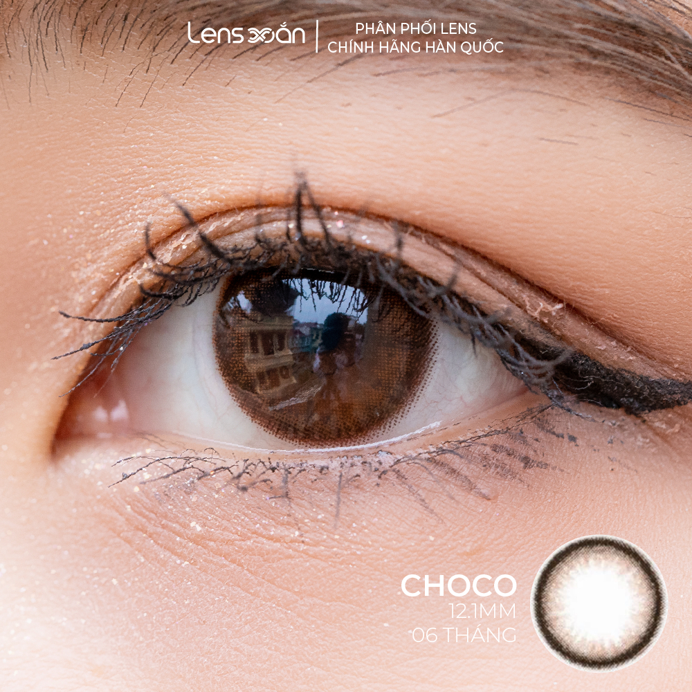 Kính áp tròng cận 6 tháng LENS XOẮN lens nâu choco siêu tự nhiên không giãn B.S.COR CYBER P CHOCO