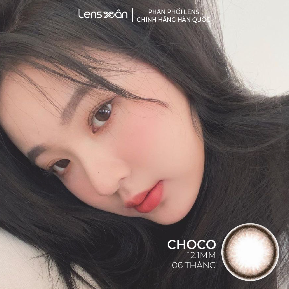 Kính áp tròng cận 6 tháng LENS XOẮN lens nâu choco siêu tự nhiên không giãn B.S.COR CYBER P CHOCO