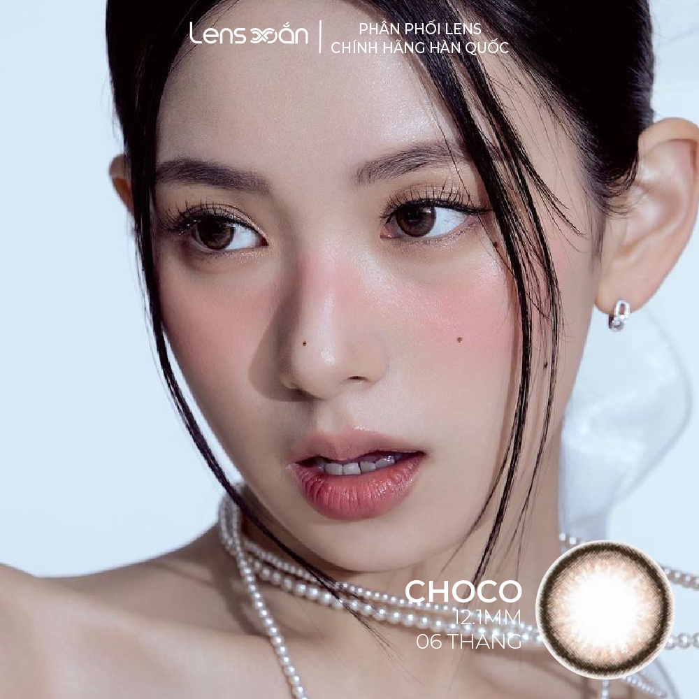 Kính áp tròng cận 6 tháng LENS XOẮN lens nâu choco siêu tự nhiên không giãn B.S.COR CYBER P CHOCO