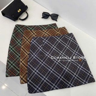 Chân váy dạ kẻ hoạ tiết QC