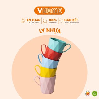 Ly uống nước thiết kế kim cương, có quai, nhựa pp không bpa - an toàn, bền đẹp - nhựa vĩ hưng
