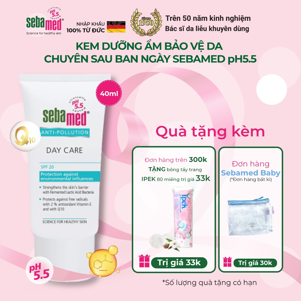 Kem dưỡng ẩm bảo vệ da chuyên sâu ban ngày SPF20 Sebamed Anti Pollution Day Care - All Skin pH5.5 (40ml)