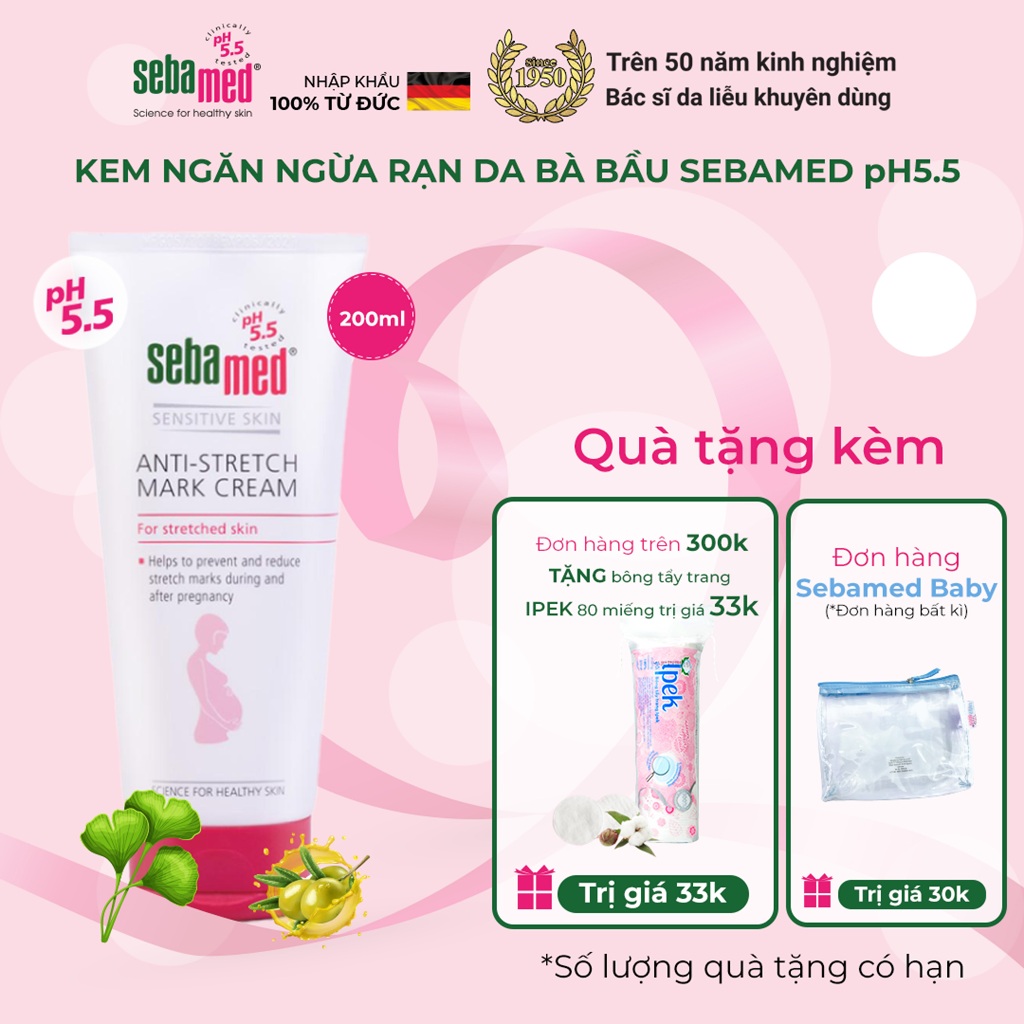 Kem ngăn ngừa rạn da bà bầu Sebamed Anti-Stretch Mark Cream pH5.5 (200ml)