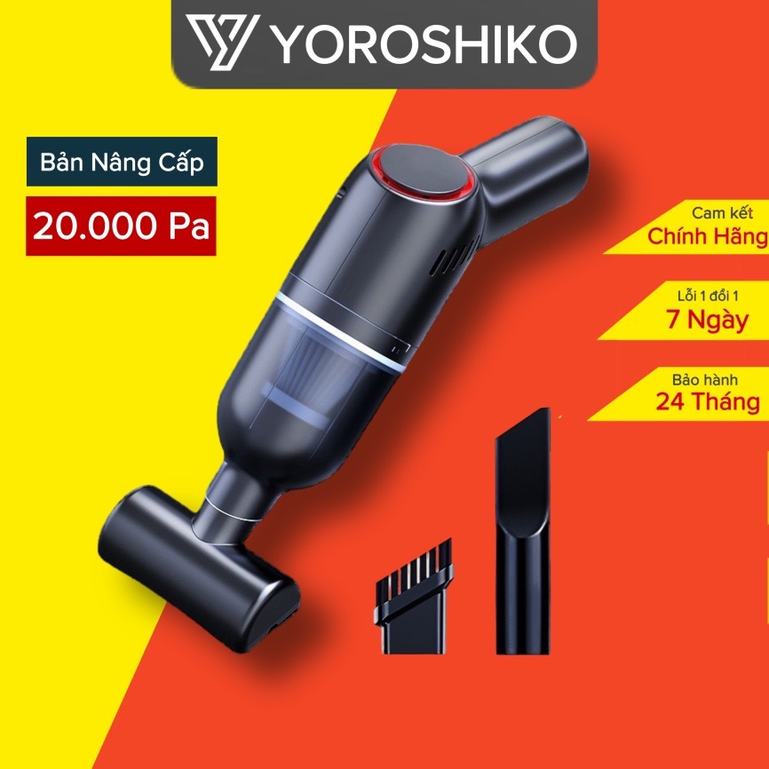 Máy hút bụi cầm tay mini không dây chính hãng Yoroshiko , Lực hút siêu mạnh 20.000Pa, Công suất 120w
