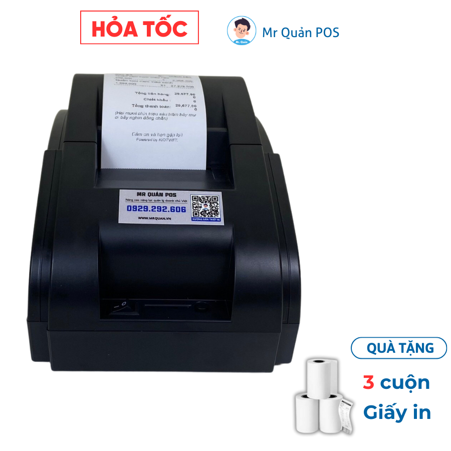 Máy in hóa đơn mini k58 khổi giấy 58mm để bàn xé giấy thủ công kết nối máy tính với mọi phần mềm quản lý