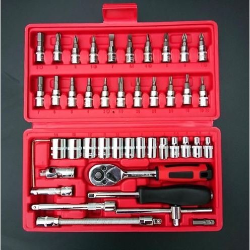 Bộ Sửa Chữa 46 Chi Tiết Hộp Đỏ - Bộ Dụng Cụ sữa chữa ô tô, xe máy - Bộ 46 Chi Tiết - 46 Món ốc vít Đ
