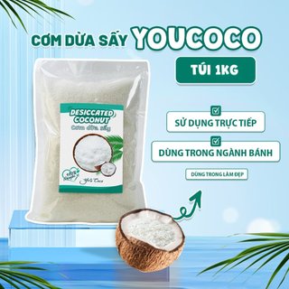 Cơm dừa sấy khô youcoco nguyên liệu dùng trong làm bánh, nấu ăn, pha chế, làm đẹp desiccated coconut túi 1kg