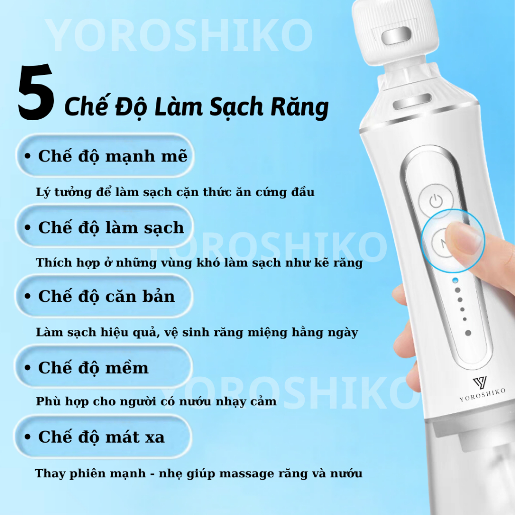 Tăm nước H2ofloss cao cấp Yoroshiko chính hãng chống nước [ Kèm 6 vòi phun , túi vải , hộp đựng vòi cáp sạc , củ sạc ]