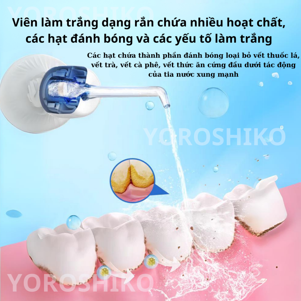 Tăm nước H2ofloss cao cấp Yoroshiko chính hãng chống nước [ Kèm 6 vòi phun , túi vải , hộp đựng vòi cáp sạc , củ sạc ]