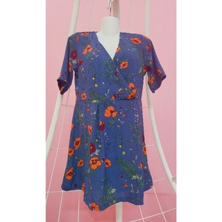 👗Đầm Nữ Hoa Xanh Cam, Váy Nữ Vải Lụa Mềm Mịn, Thời Trang Size Dưới 59kg👗