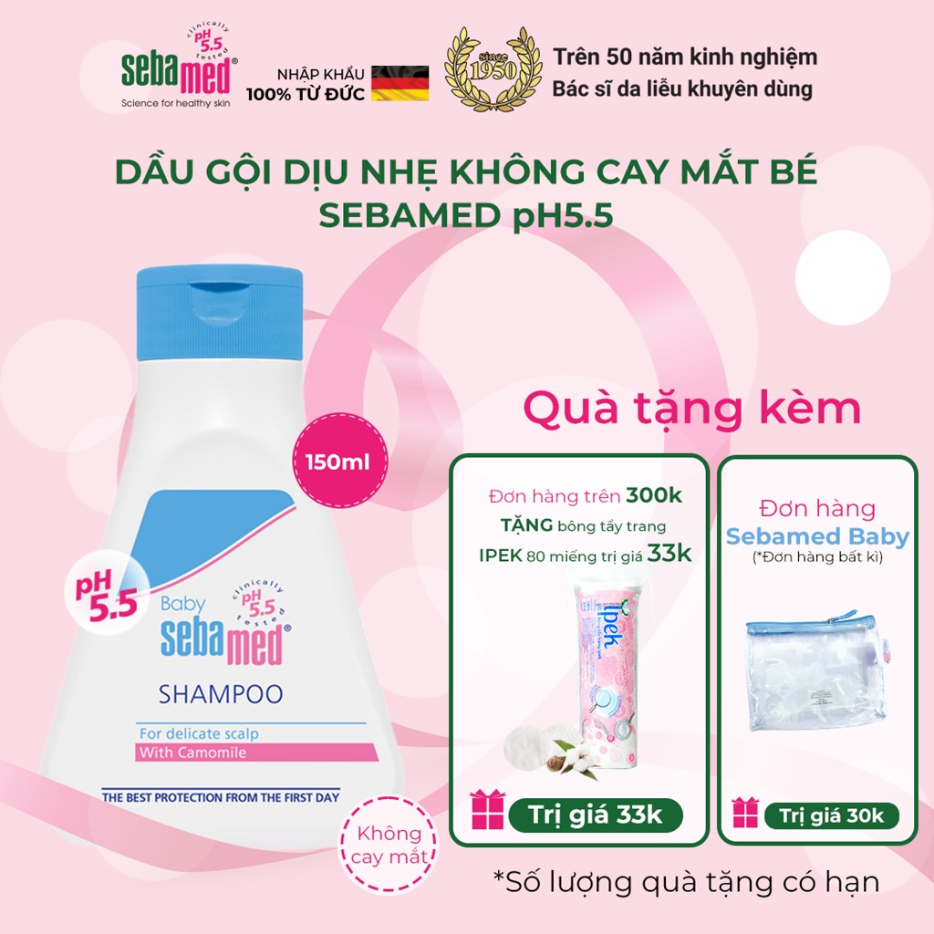 Dầu gội dịu nhẹ không cay mắt bé Sebamed Baby Children's Shampoo pH5.5 (150ml)