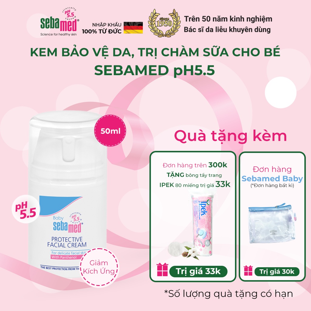 Kem chàm nẻ dưỡng ẩm bảo vệ da cho bé Baby Sebamed Protective Facial Cream (50ml)