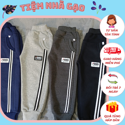 Quần nỉ lót lông cho bé trai đủ size từ 8-24kg QD1