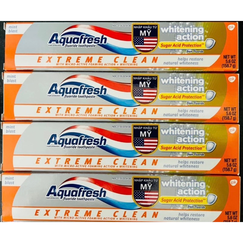 USA 04 2025 KEM ĐÁNH RĂNG MỸ AQUAFRESH WHITENING ACTION 5.6OZ 158.8G