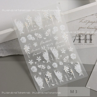 Sticker lụa 5d vân sần nổi hoạ tiết hoa