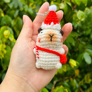 Móc khoá len/ Capybara/ móc khoá cute / móc khoá capybara đội mũ giáng sinh, noel