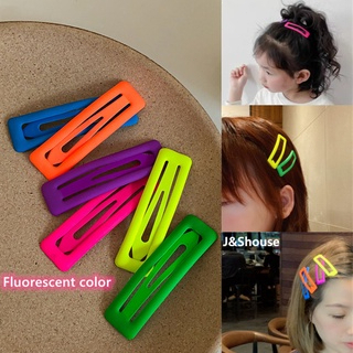 🧚🏻‍♀️Ganten🧚🏻‍♀️Kẹp tóc Epoxy Hàn Quốc Màu huỳnh quang Side Clip Cao su Sơn vuông BB Clip