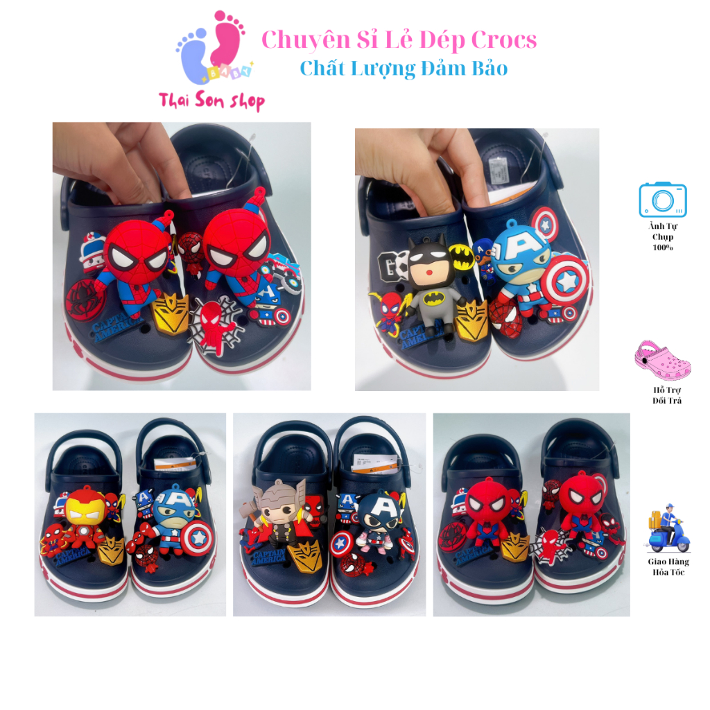 [ Tặng 10 Sticker ] Dép Cross Baya cho bé trai Màu xanh than Mix Sticker Sục Crocs cho nam nữ người 