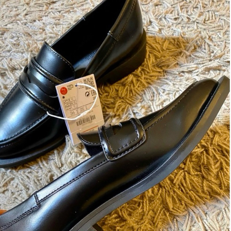 ORDER- Stra Giày moca đính tag gót vuông da mềm 6cm - xuất Âu