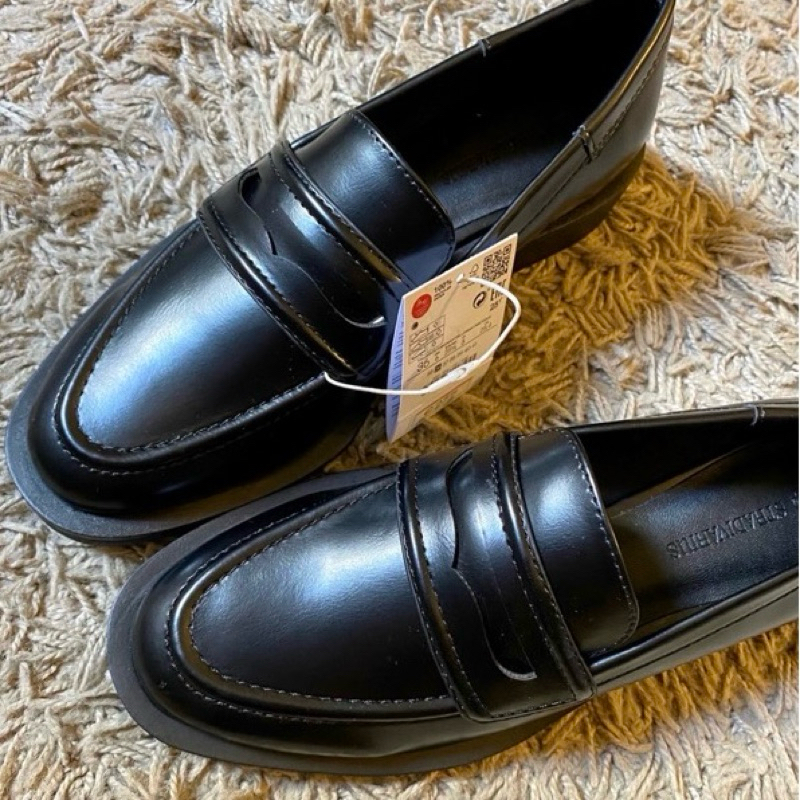 ORDER- Stra Giày moca đính tag gót vuông da mềm 6cm - xuất Âu