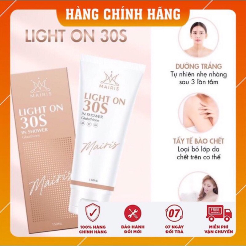 Tắm Trắng Light On 30s Mairis Trần Ngọc Phương Mai - Tẩy tế Bào Chết, Dưỡng Trắng Da, Mềm Mịn